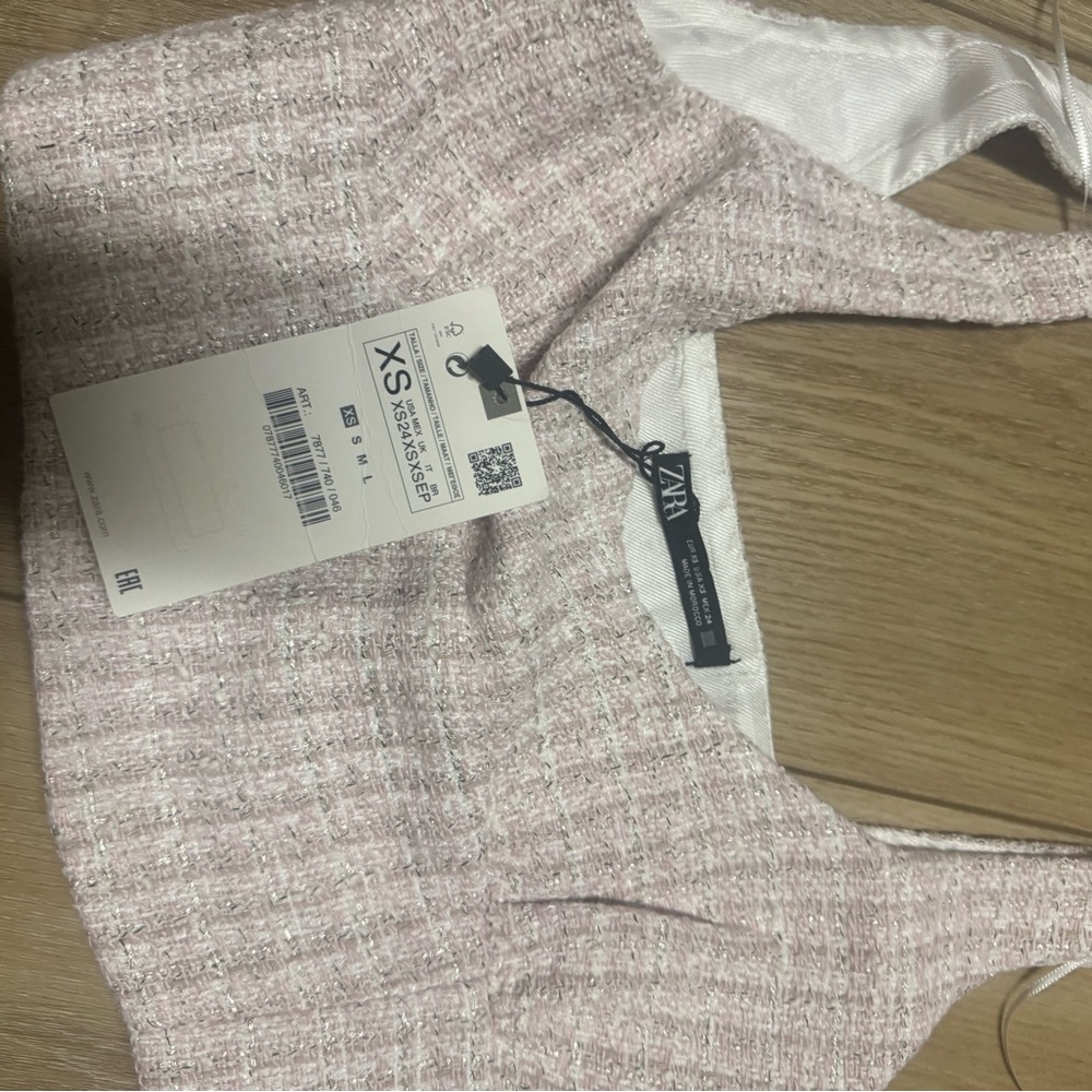 Zara Light Pink Tweed Halter Top
